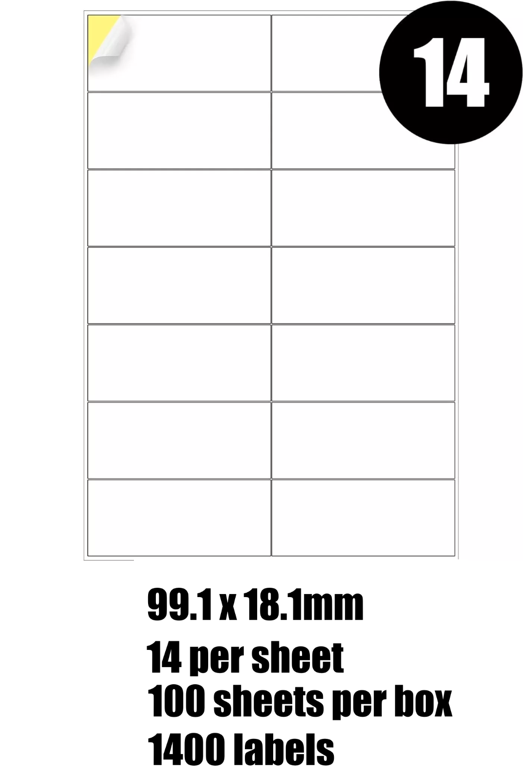 Self Adhesive Sticky Labels 1400 Inkjet Laser Printer 14 per Sheet 99.1 X 38.1mm