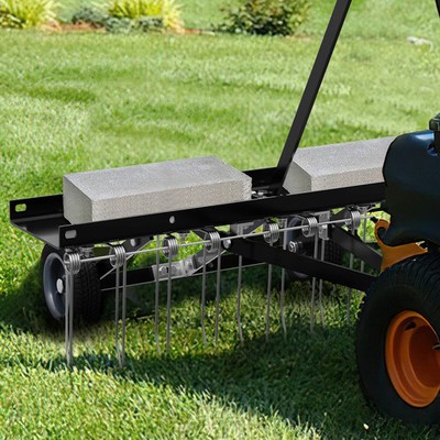 40''Dethatcher Tow Behind Lawn Rake Lawn Sweeper Height Adjustable Lawn Care Tool