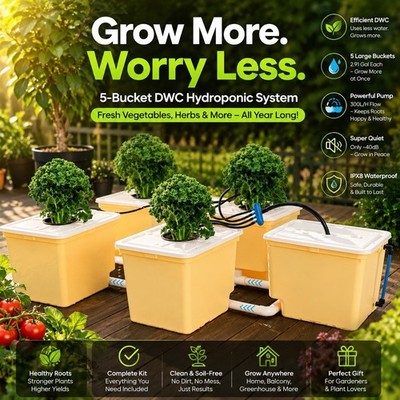 DWC RDWC Hydroponic Garden Grow System Kit Deep Water Culture DIY Hydroponics