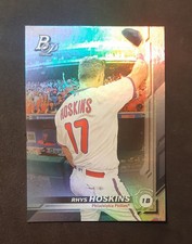2019 Bowman Platinum Rhys Hoskins SP #63, Image Variation, Tipping Cap