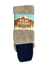 VTG Polar Extreme Men’s Shoe Size 7-12 Navy/Beige Insulated Thermal Socks 1 Pair