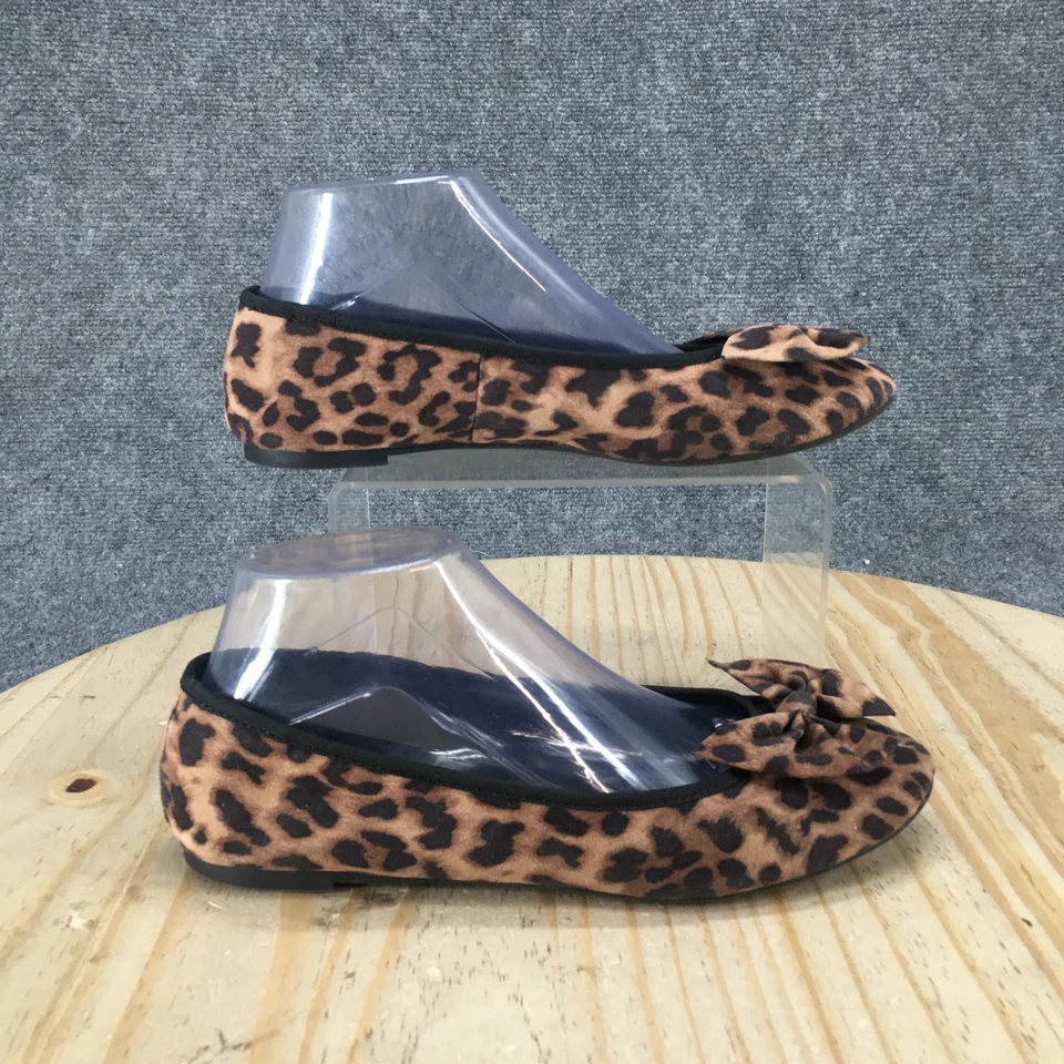 Sam And Libby Shoes Womens 8 Bow Leopard Print Slip On Ballet Flats Brown Black - Image 2 of 4