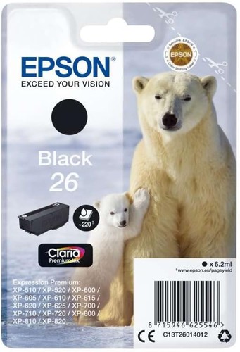 Epson 26 Polar Bear Black Genuine, Claria Premium Ink Cartridge Black Standard C - 第 4/4 張圖片