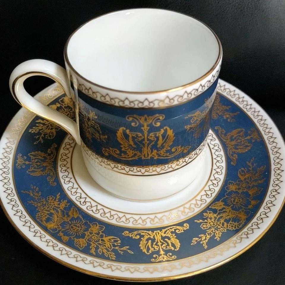 Wedgwood Columbia Blue & Gold Demitasse Cup Set Limited Edition Rare Foto 2 de 4