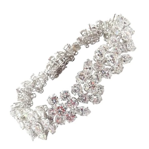 Authentic! Vintage Bvlgari Bulgari Platinum 38ct Diamond Floral Bracelet Paper