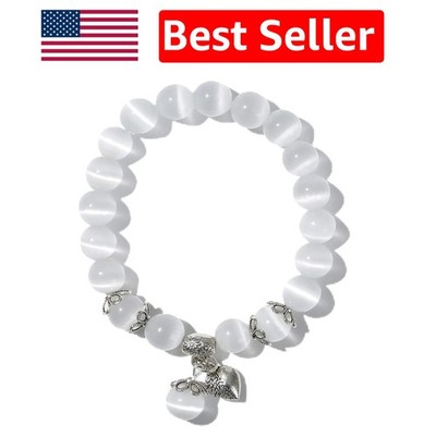 Natural White Cat's Eye Healing Bracelet: Unisex Gift with Exquisite Packaging