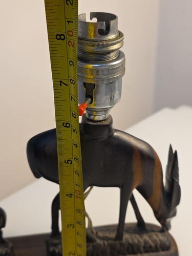 Vintage Carved Wooden African Antelope Deer Table Lamp Base Spares Or Repair - Foto 12 di 20