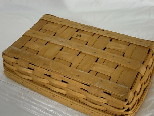 LONGABERGER BASKET 14"x9.5"x2.5" Rectangle w/Clear Plastic Liner 2001 - Picture 15 of 17