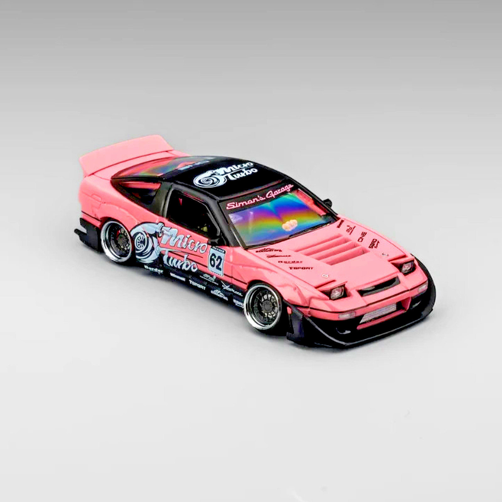 MT 1/64 NISSAN 180SX S13 Rocket W/Pop Up/Interior/Engine Die Cast Model -PINK-