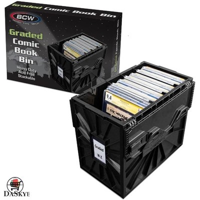 Modern Black Comic Book Storage Case - Holds 30 Graded Comics, Stackable Design
