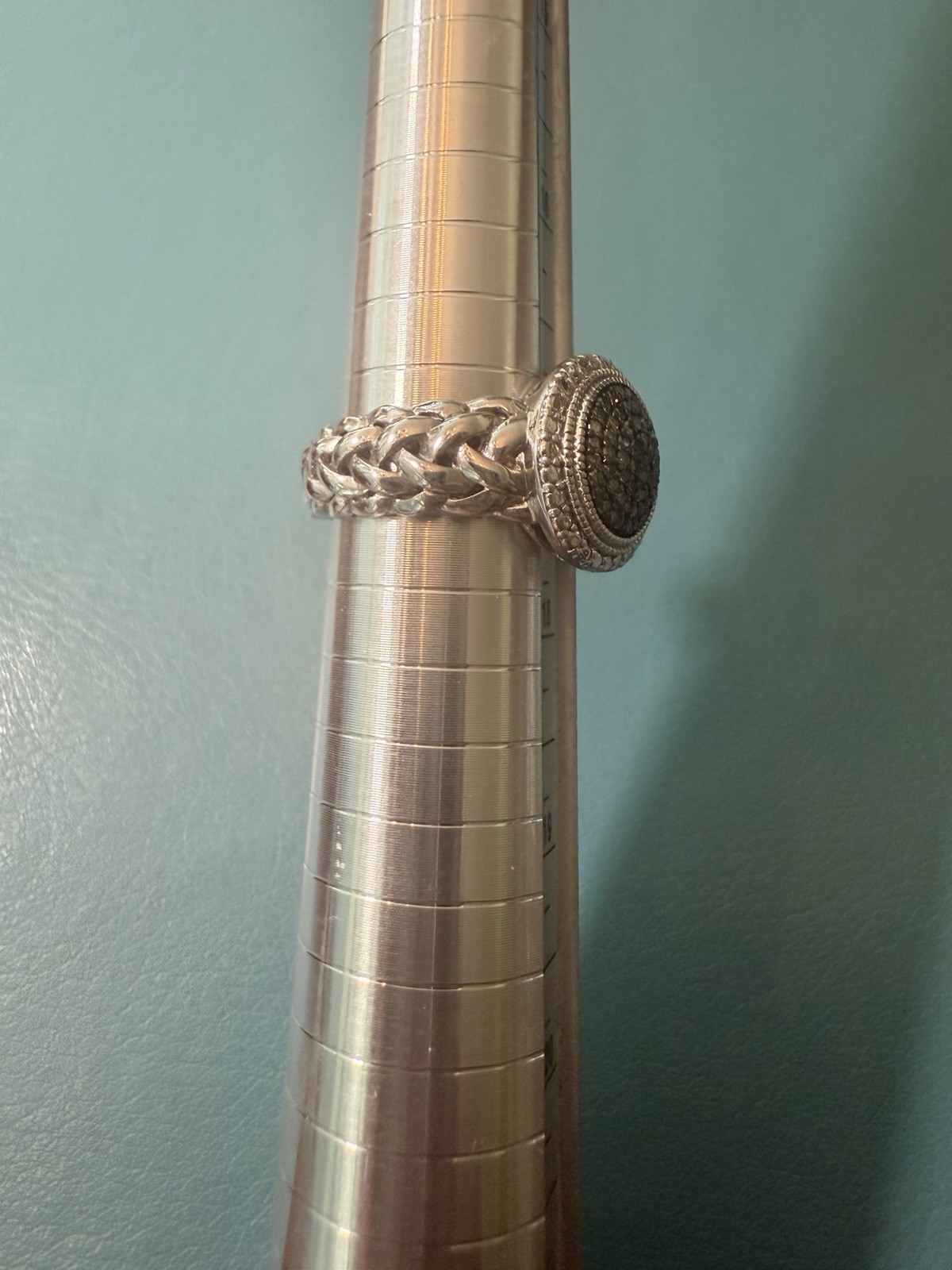 Sterling Silver Braided Designed Greene Diamond R… - image 4