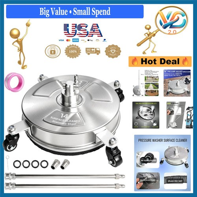 #ad #ad 14 Inch Stainless Steel Pressure Washer Surface Cleaner 4000 PSI with Extensi... $80.66