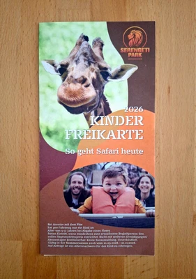 Serengeti Park Hohenhagen Gutschein Flyer Kinderfreikarte Saison 2026 - Bild 1 von 3