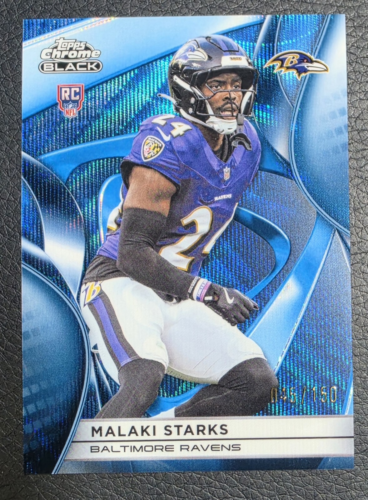 2025 Topps Chrome Black - Malaki Starks (RC) /150 Blue Wave #104 Ravens