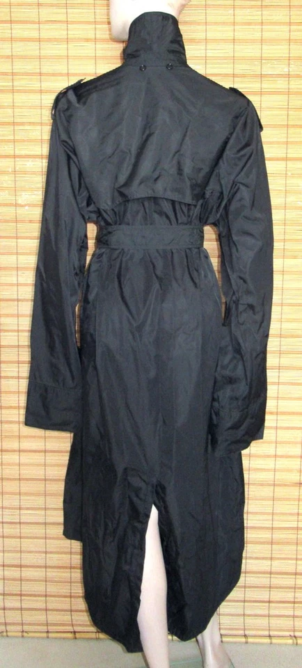 SCHWARZER REGENMANTEL - RAINCOAT - TRENCHCOAT - NYLON - VINTAGE - HELION - GR.56 - Bild 3 von 4