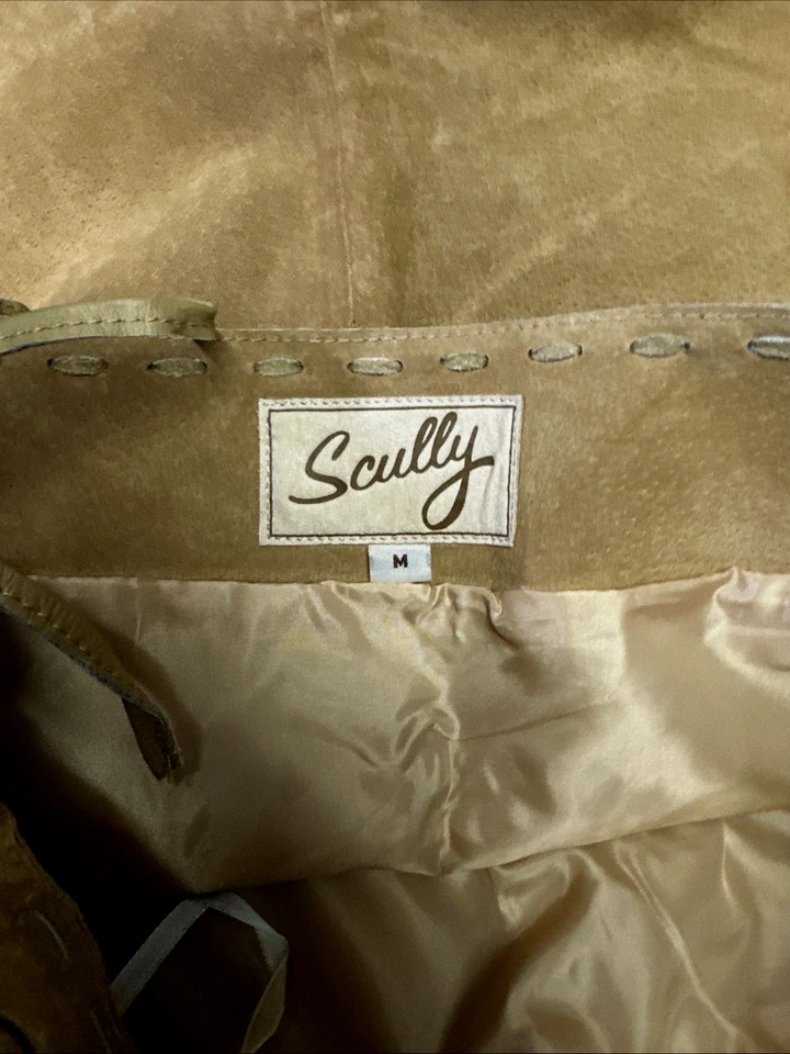 Falda larga de cuero marrón con flecos laterales de gamuza jabalí Scully para mujer talla XL L659 Foto 4 de 4