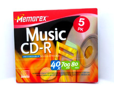 NEW Memorex Music  CD-R Recordable Compact Discs 5-Pack  CD Set 40 x 700MB 80min