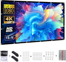 Projector Screen 150 Inch Outdoor Portable Movie Screen,16:9/Foldable/Anti-Creas