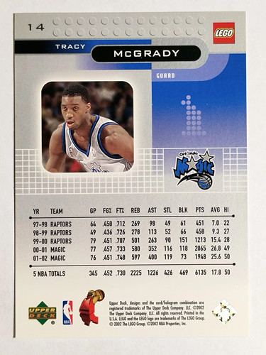 2003 Upper Deck Lego Sports #14 Tracy McGrady - Picture 2 of 2