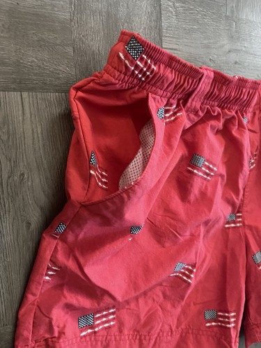 Columbia Sportswear Boy’s PFG Size 5 Swim Shorts Trunks Red USA Flag Print Tie - Picture 7 of 13