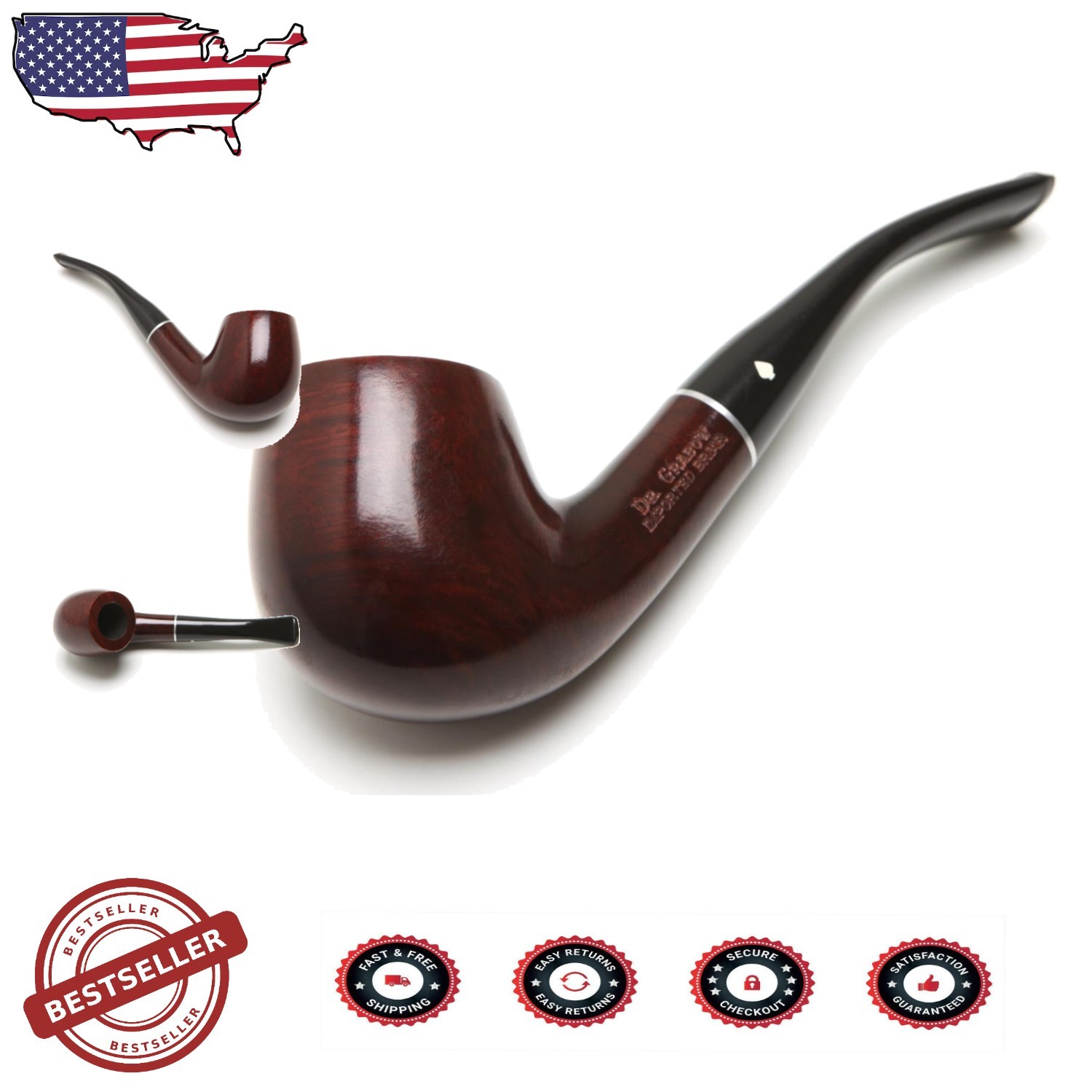 savoy tobacco Dr Grabow Briar Tobacco Pipe - Savoy Bent Billiard, USA Made
