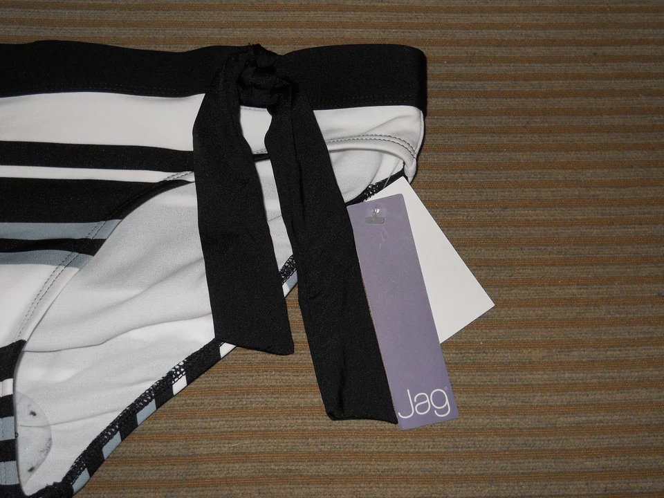 Nuevo traje de baño grande Jag para mujer negro gris blanco a rayas nuevo con etiquetas Foto 2 de 3