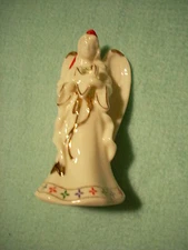 Plaster Porcelain Ceramic Angel with Gold Detail and Hanger - Holiday Religious