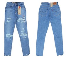 Levi's 721 Skinny Leg High Rise 24Wx30L Distressed Denim Jeans NWT Take Me Out