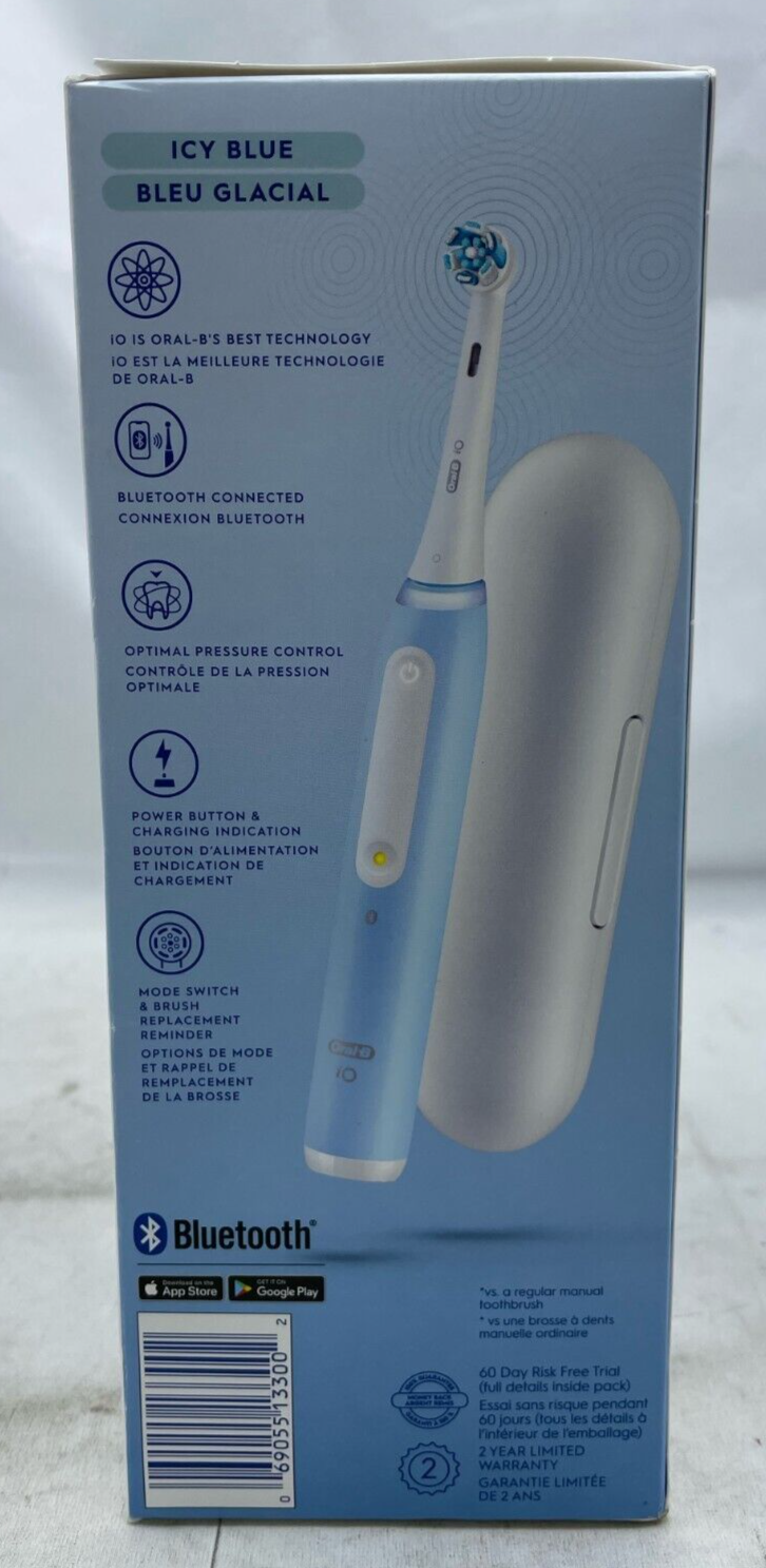 OralB iO Series 4 Rechargeable Toothbrush Icy Blue w/ Travel Case