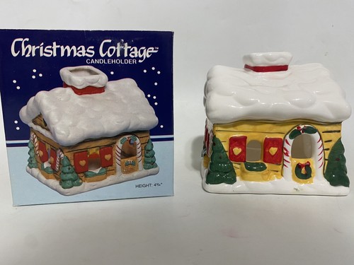 Jasco Weihnachten Landhaus Kerzenhalter Keramik 5" Haus für das Feriendorf Vintage - Bild 3 von 12