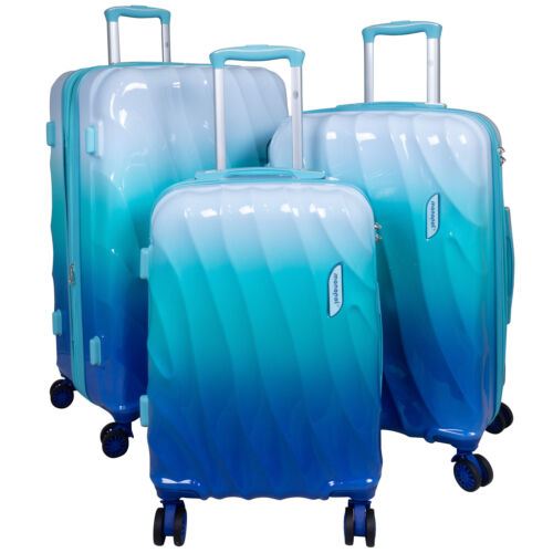 Kofferset 3tlg bunt Farbverlauf Hartschale Koffer Trolley Reisekoffer grau blau - Bild 23 von 28