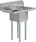 38" x 22" Stainless Steel One Compartment Sink with Dual Drainboards