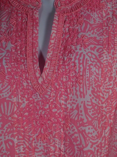 Blusa túnica para mujer LILLY PULITZER rosa y blanco con estampado de cuentas talla S - Imagen 4 de 7
