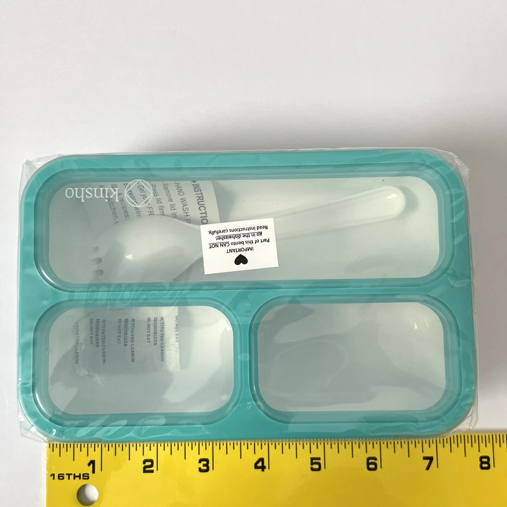 Kinsho Bento Box 6 Compartment & Mini Leak Proof Lunch Snack Utensil Set of 2