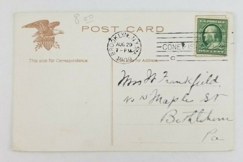 Postal Noria en Coney Island Nueva York 1909 - Imagen 2 de 2
