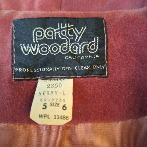 Vintage Patty Woodard 70s Berry Pink Velvet Ruffled Jacket Velour Retro Size 6 - Picture 4 of 12