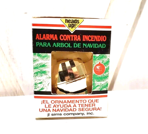 Heads Up vintage! Sensor de calor alarma de incendio árbol de Navidad adorno club de leones dorado - Imagen 2 de 3