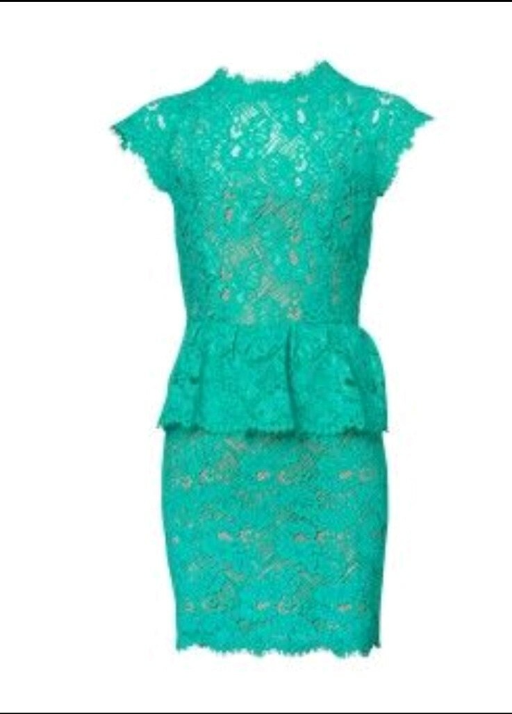 WITCHERY Jade Green Peplum Lace Dress Size 10 GUC | eBay Australia