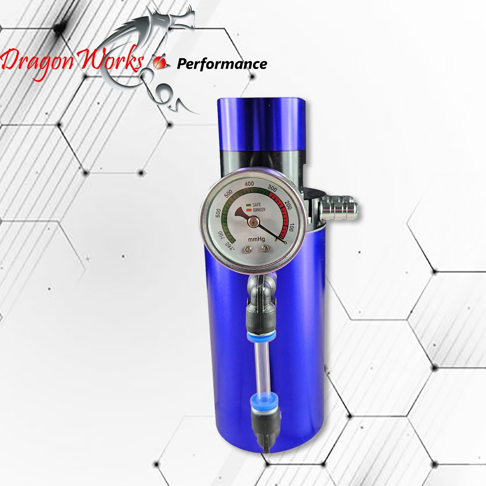 Oil Catch Can Baffled Tank Breather Universal Blue with Gauge Fits Maserati