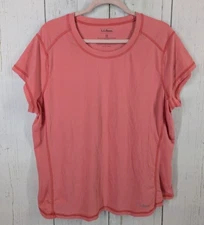 LL Bean Size 2X Womens Coral Pink Short Sleeve Stretch Active Outdoor Top