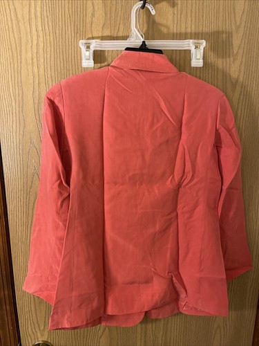 Wintersilks Ladies Thin Silk Blazer Small Petite w/ Shoulder Pads Coral Pink - Picture 8 of 10
