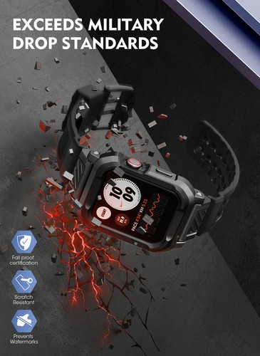 Do Apple Watch 7 6 5 4 SE Smart Watch Case Cover Clayco Wytrzymały pasek ochronny - Zdjęcie 6 z 24