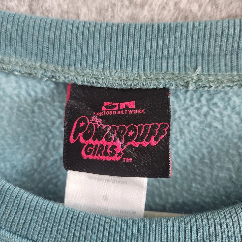 Cartoon Network The Powerpuff Girls Sweater Women's L Teal Green Graphic BFF Y2K - Image 4 of 4