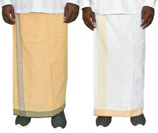 Men's Cotton Dhoti Plain Solid Length: 2.0m Pack of 2 US