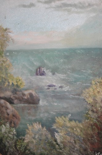 Quadro impressionista olio paesaggio marino firmato