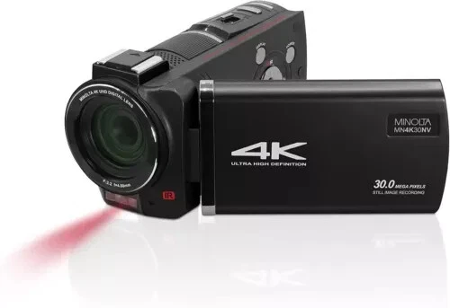 Minolta MN4K30NV 4K Ultra HD / 30 MP Nachtsicht Camcorder OUTFIT SCHWARZ NEU-