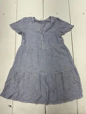 Naif White Blue Striped Short Sleeve Dress Womens Size Small