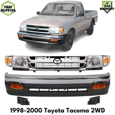Front Grille & Bumper Chrome & Headlight Kit For 1998-2000 Toyota Tacoma 2WD