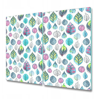 Glass Kitchen Chopping Cutting Board Worktop Saver Cartoon Leaves 2x30x52
