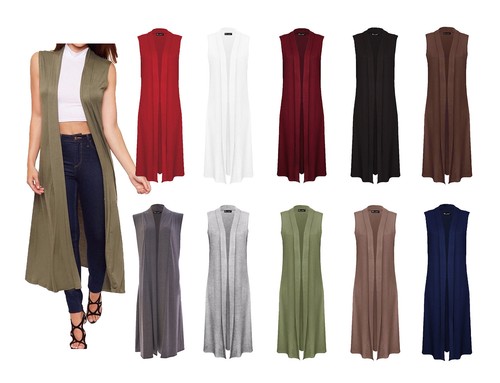 Ladies Sleeveless Long Maxi Cardigan 